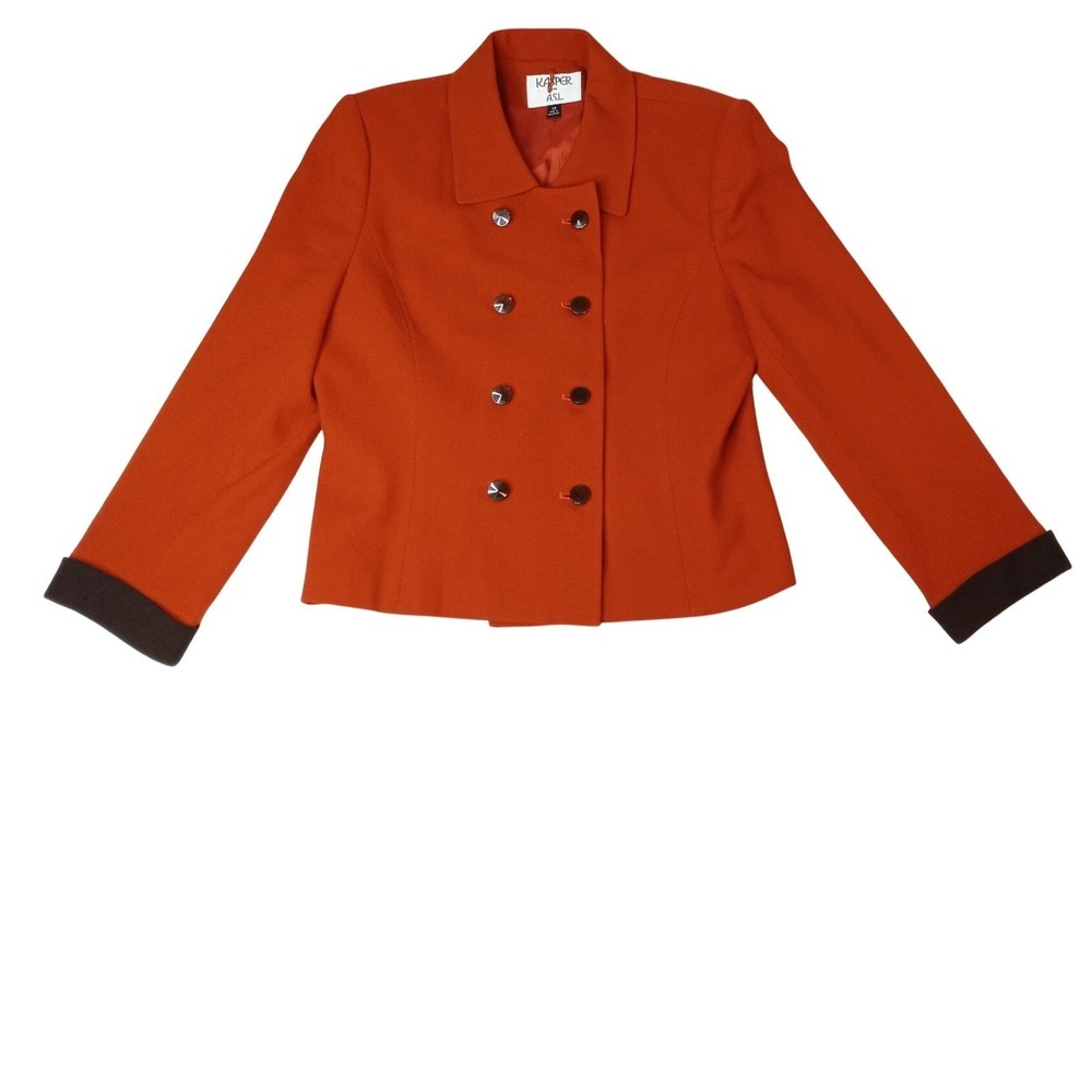Vintage Kasper ASL‎ Women's Double Breasted Blazer Orange Wool Size 14